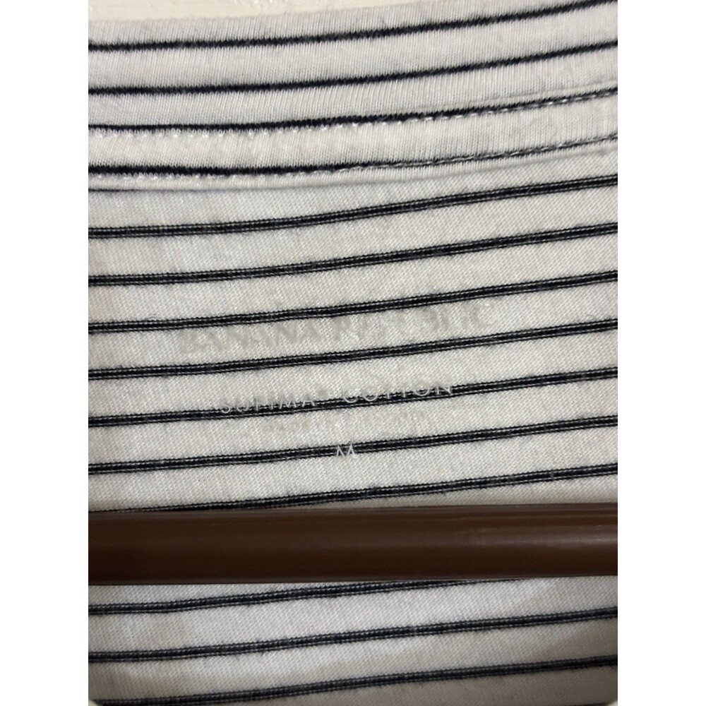 Banana Republic Woman’s  Blue & White Striped T-Shirt Ties At Waist Size Medium - Picture 5 of 12